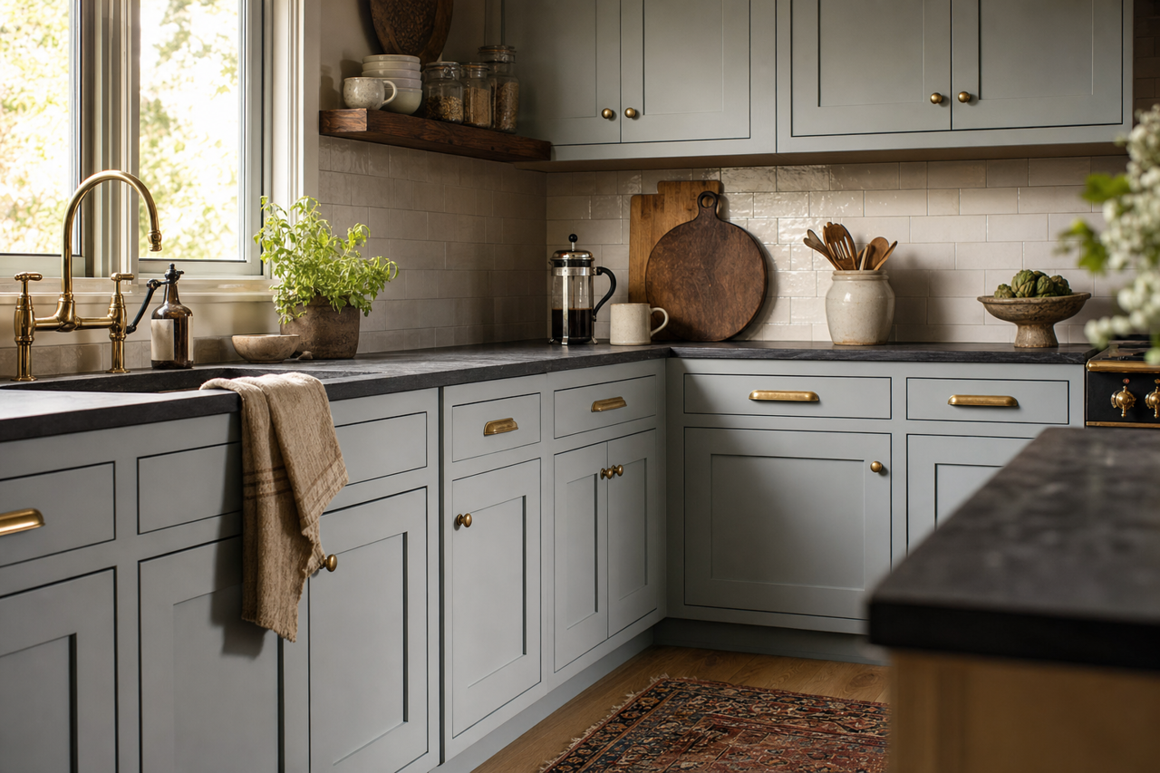 Stardew by Sherwin-Williams on cabinets