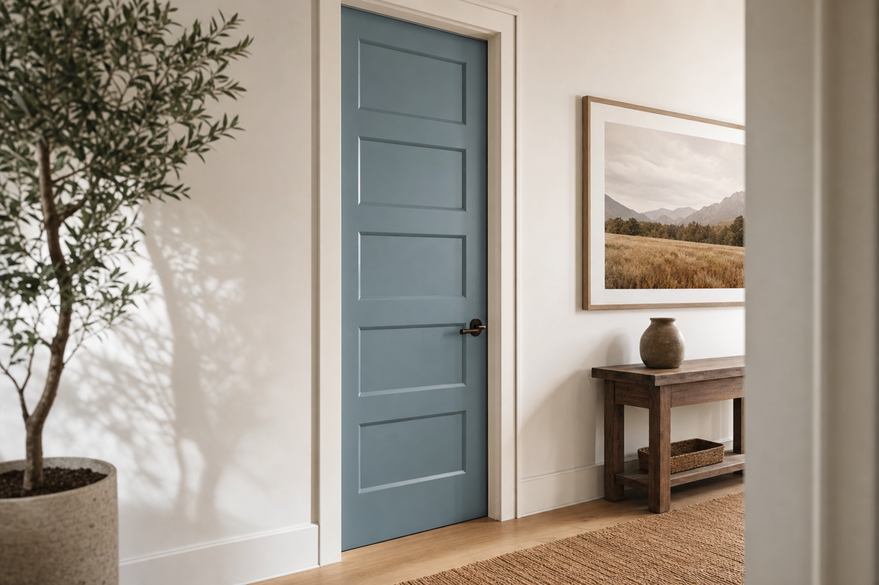 Blustery Sky by Sherwin-Williams on interior-doors