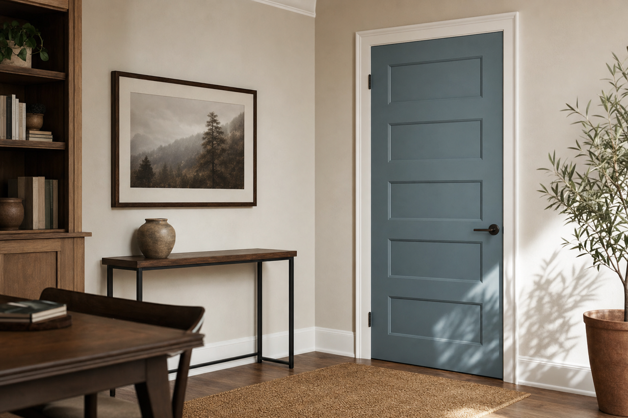Waterloo by Sherwin-Williams on interior-doors