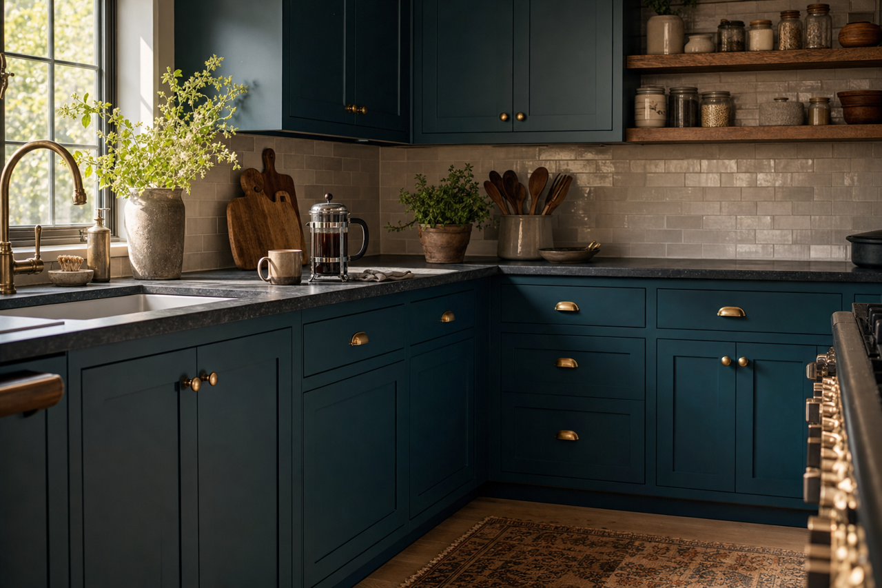 Moscow Midnight by Sherwin-Williams on cabinets