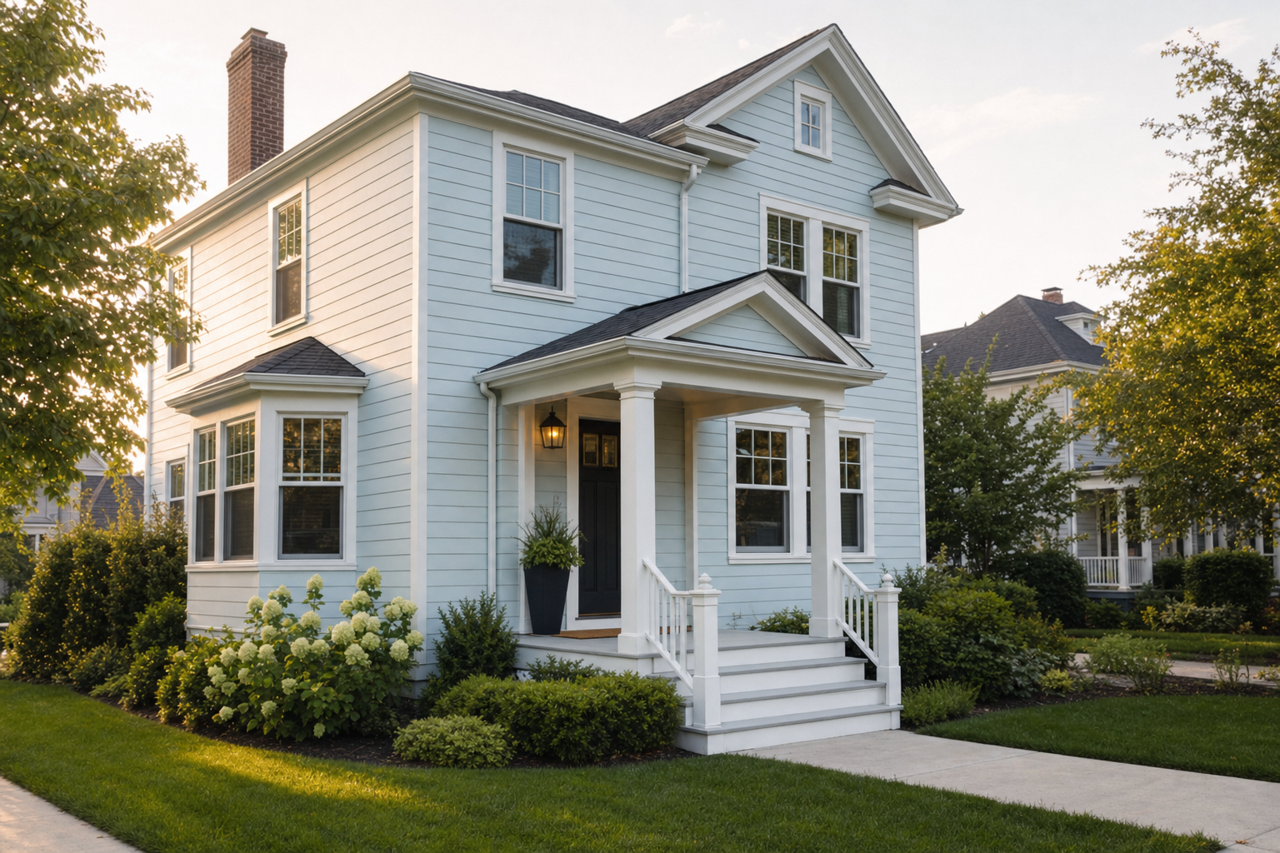 Moonmist by Sherwin-Williams on exterior