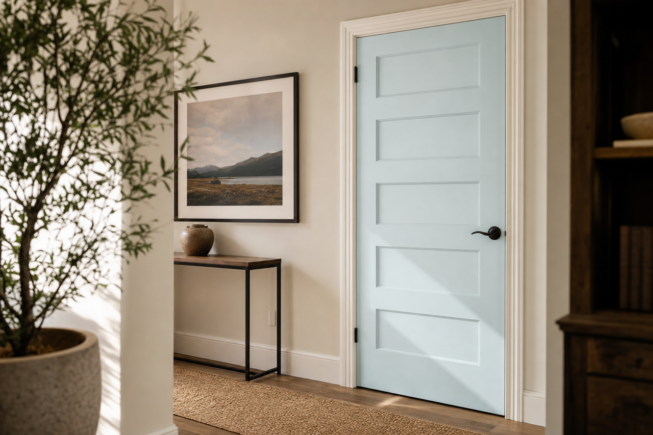 Moonmist by Sherwin-Williams on interior-doors