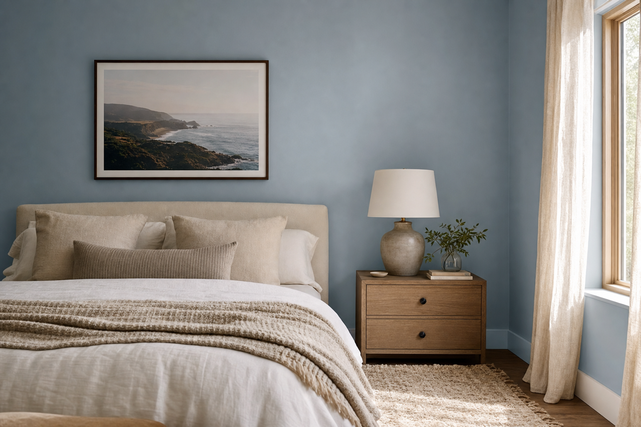 Faded Flaxflower by Sherwin-Williams on interiors