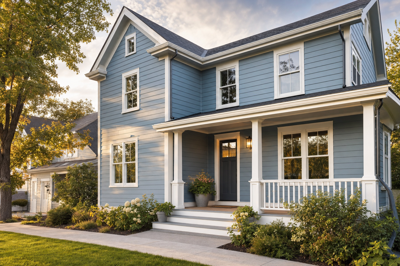 Smoky Azurite by Sherwin-Williams on exterior