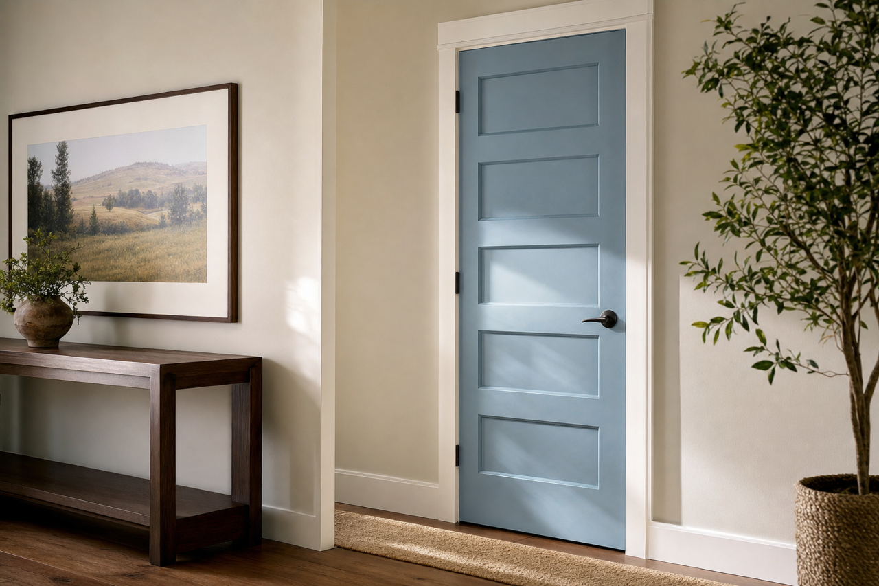 Smoky Azurite by Sherwin-Williams on interior-doors