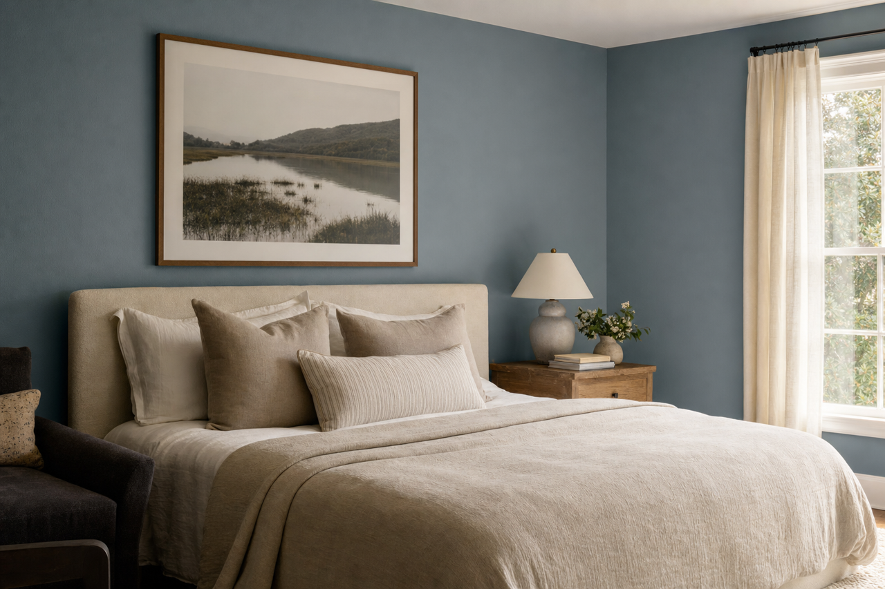Smoky Azurite by Sherwin-Williams on interiors