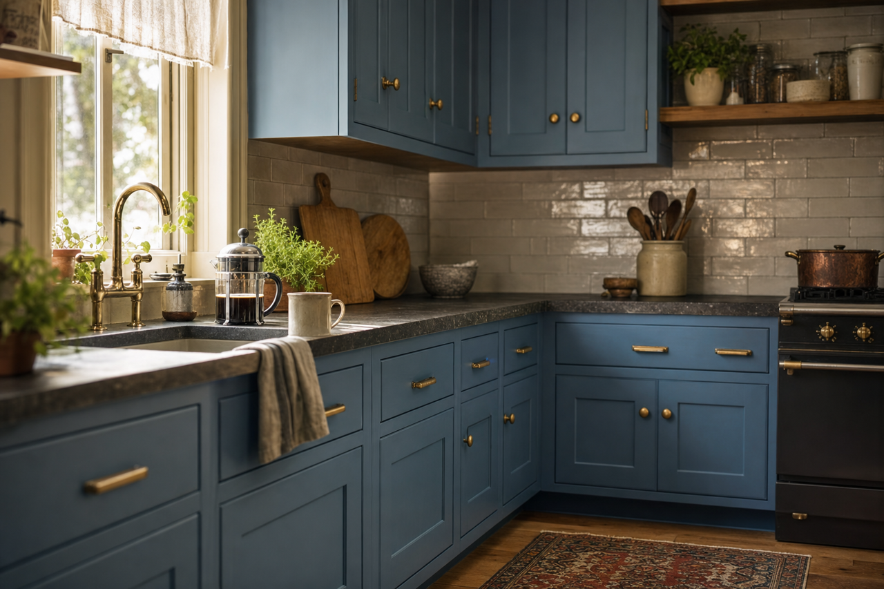 Inky Blue by Sherwin-Williams on cabinets