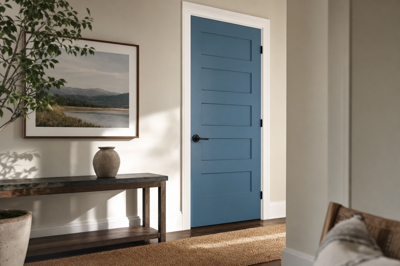 Inky Blue by Sherwin-Williams on interior-doors