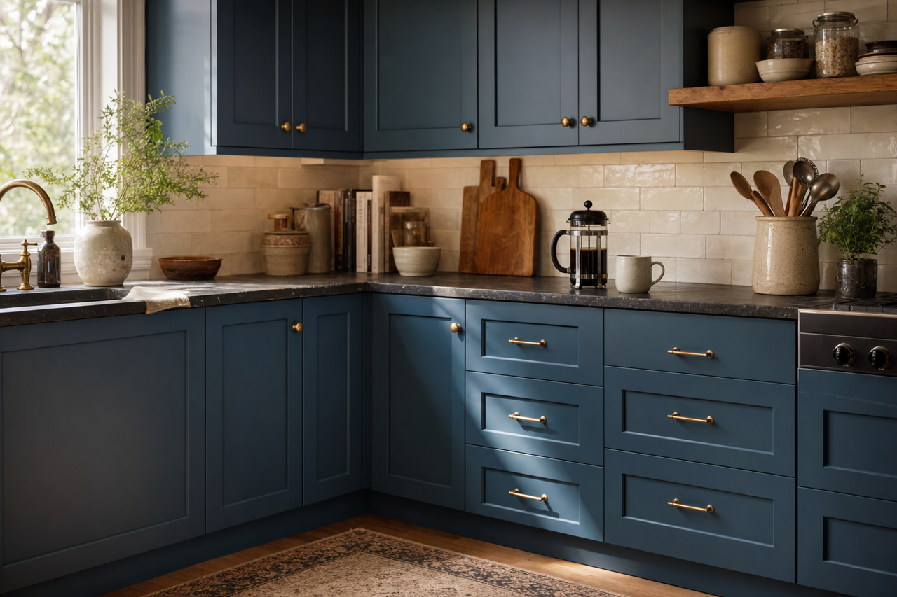 Endless Sea by Sherwin-Williams on cabinets