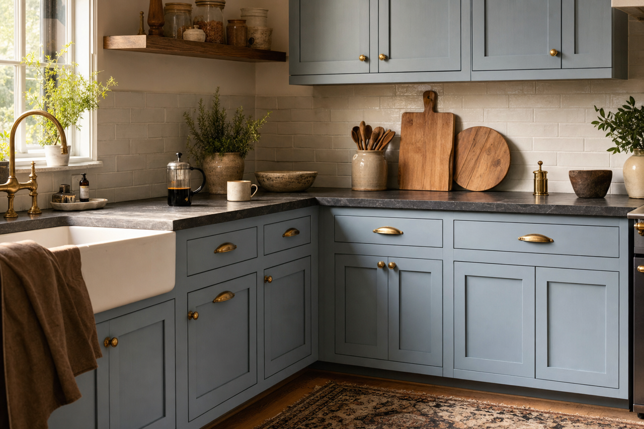 Daphne by Sherwin-Williams on cabinets