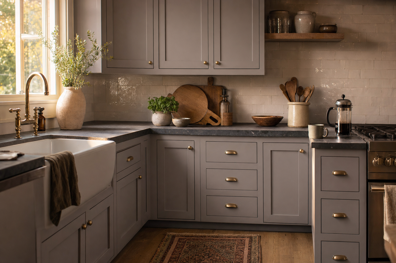 Slate Violet by Sherwin-Williams on cabinets