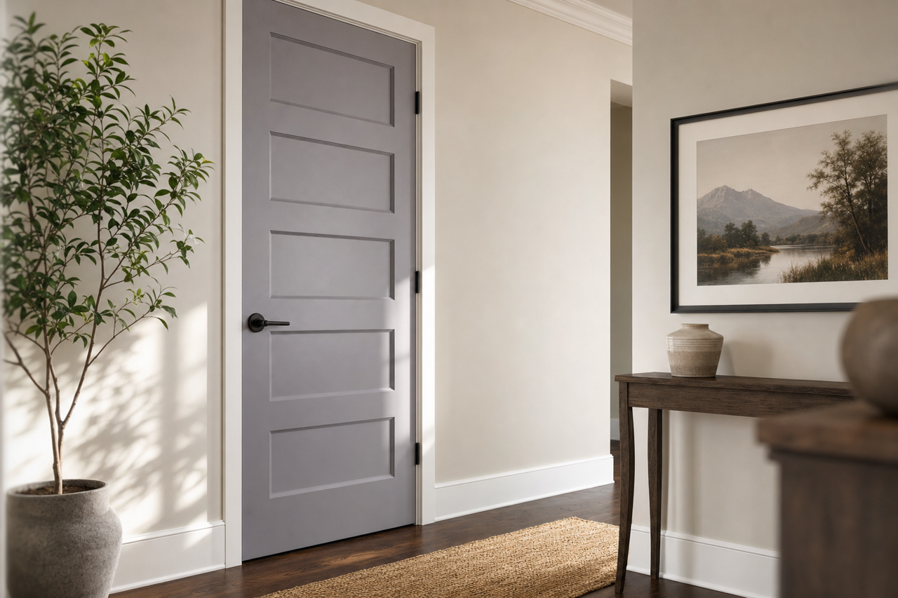 Gris Morado by Sherwin-Williams on interior-doors