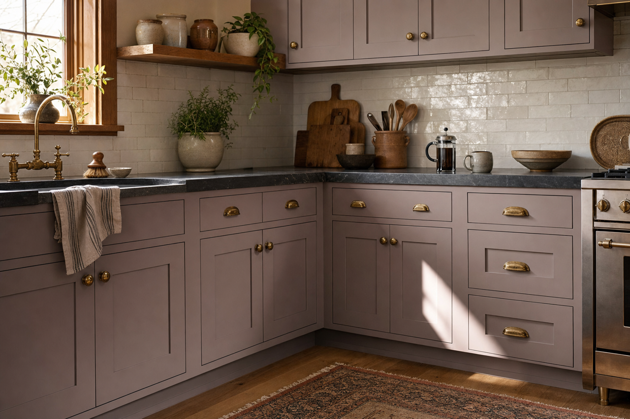 Autumn Orchid by Sherwin-Williams on cabinets