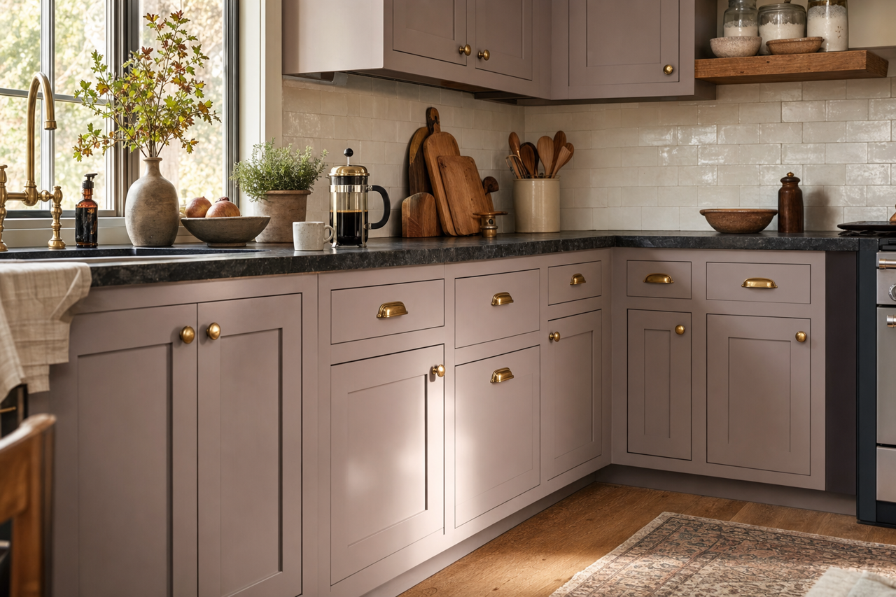 Coquina by Sherwin-Williams on cabinets