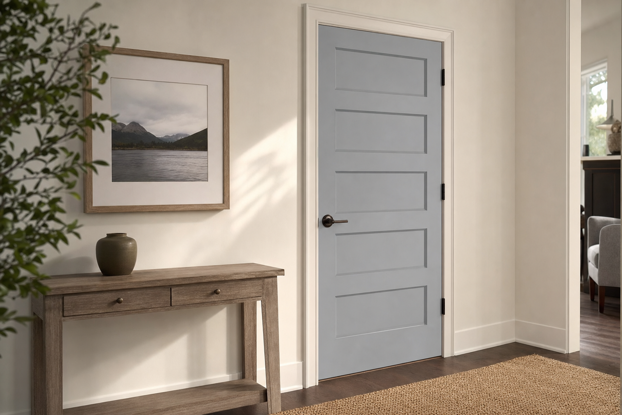 Dustblu by Sherwin-Williams on interior-doors