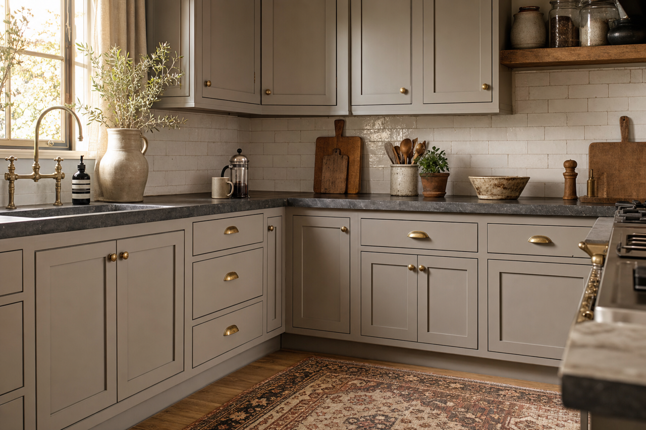 Polished Concrete by Sherwin-Williams on cabinets