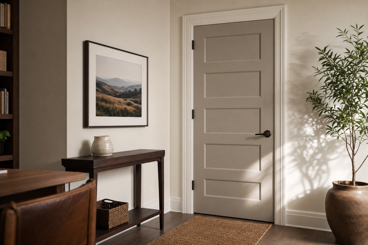 Elephant Ear by Sherwin-Williams on interior-doors