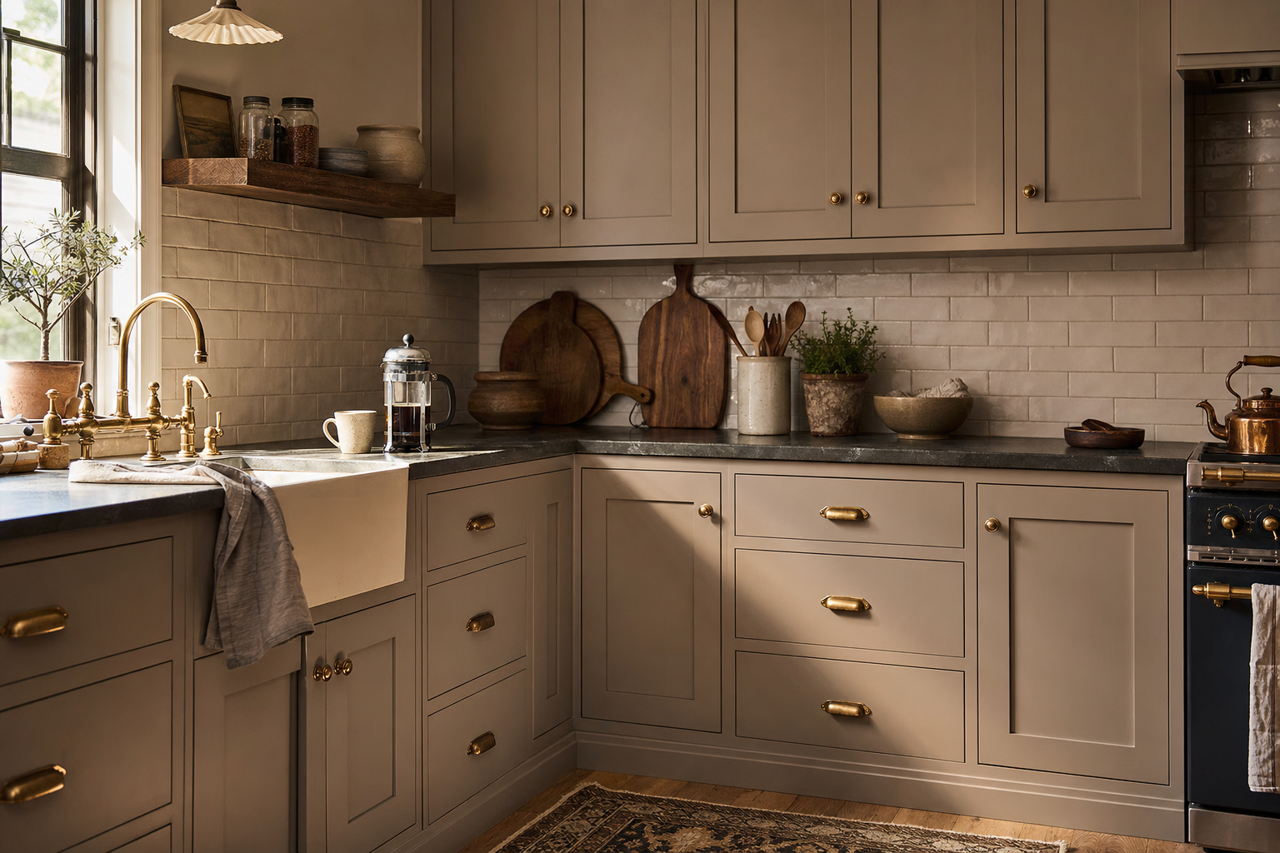 Chatura Gray by Sherwin-Williams on cabinets