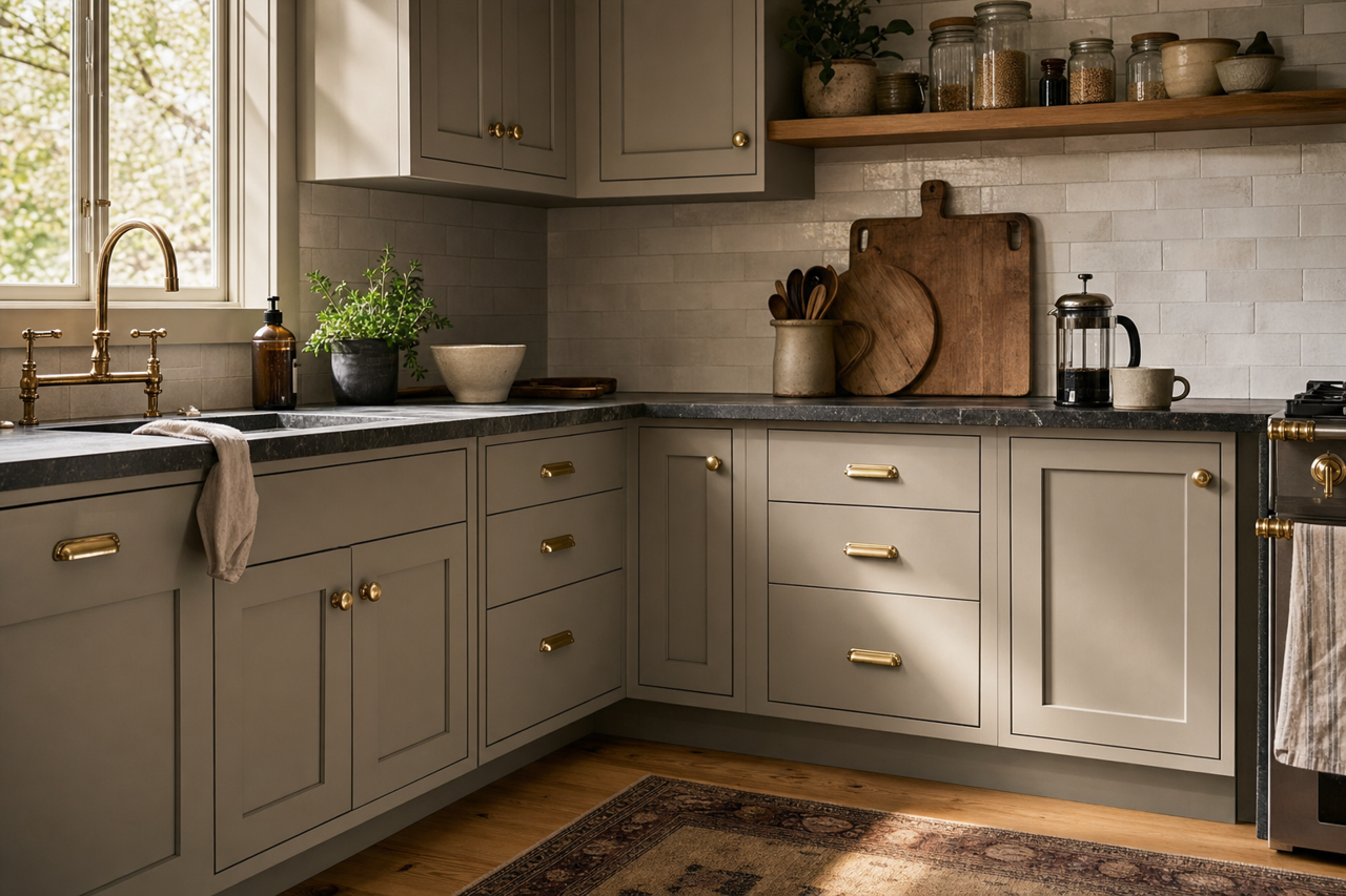 Felted Wool by Sherwin-Williams on cabinets