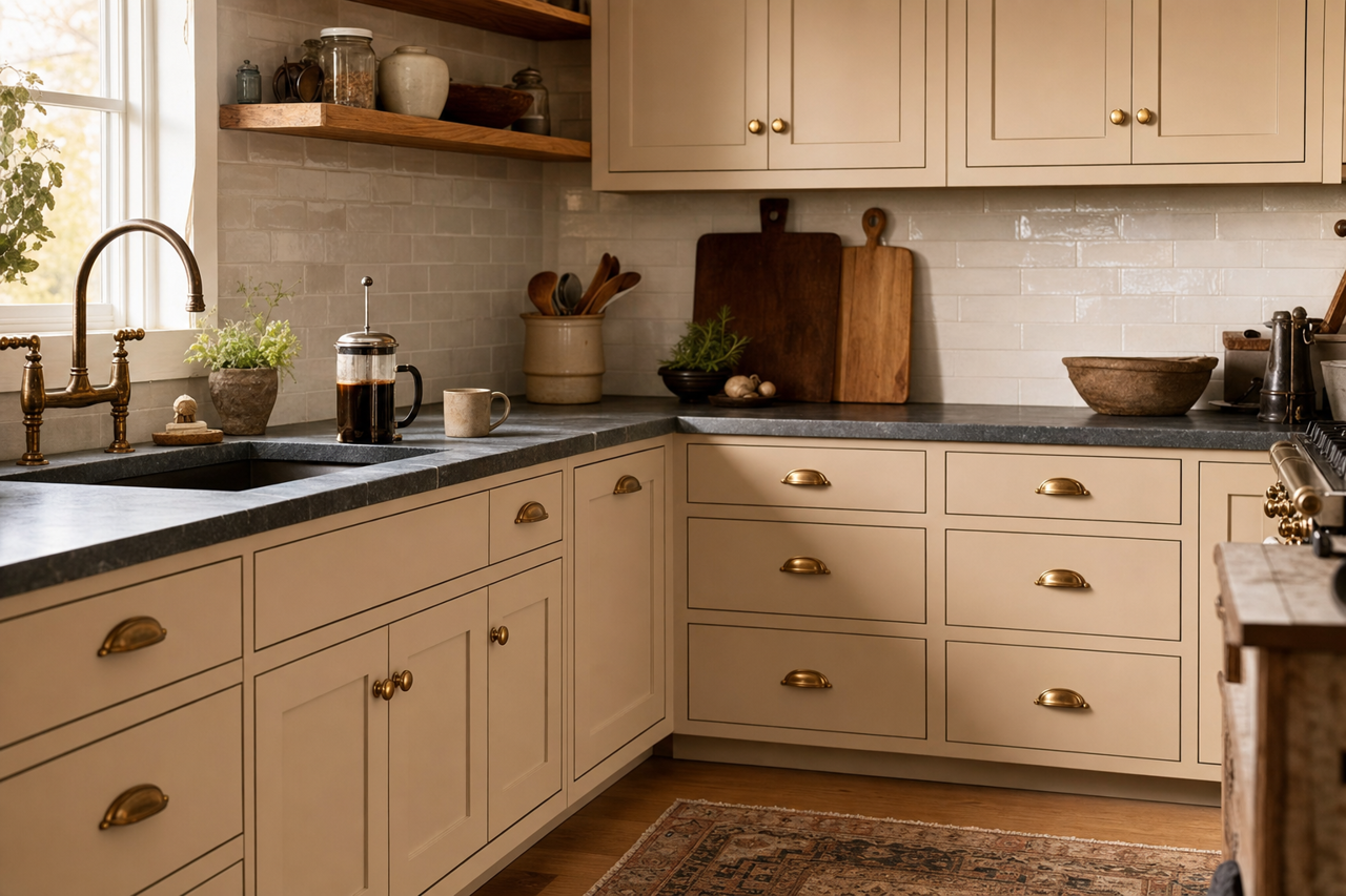 Shiitake by Sherwin-Williams on cabinets