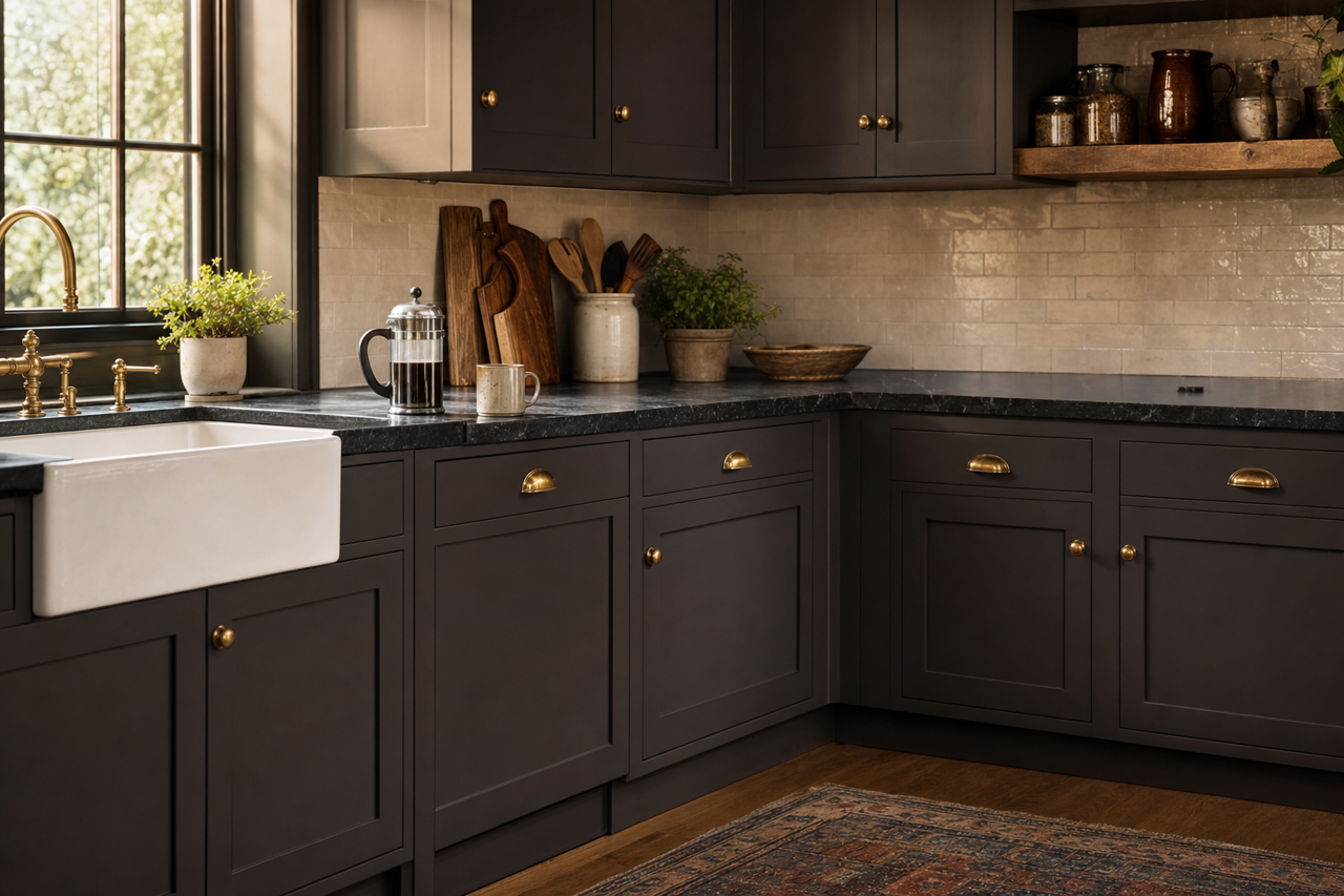 Deep Forest Brown by Sherwin-Williams on cabinets