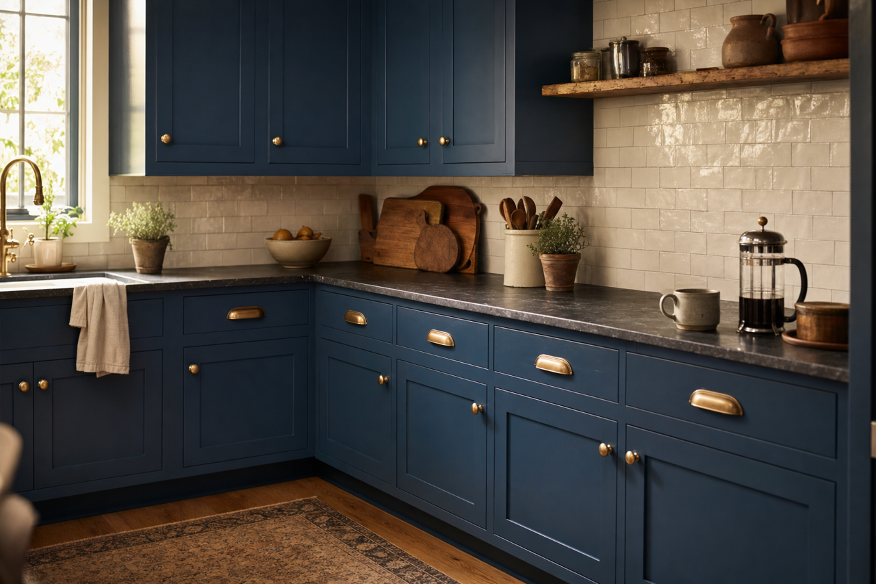 Salty Dog by Sherwin-Williams on cabinets