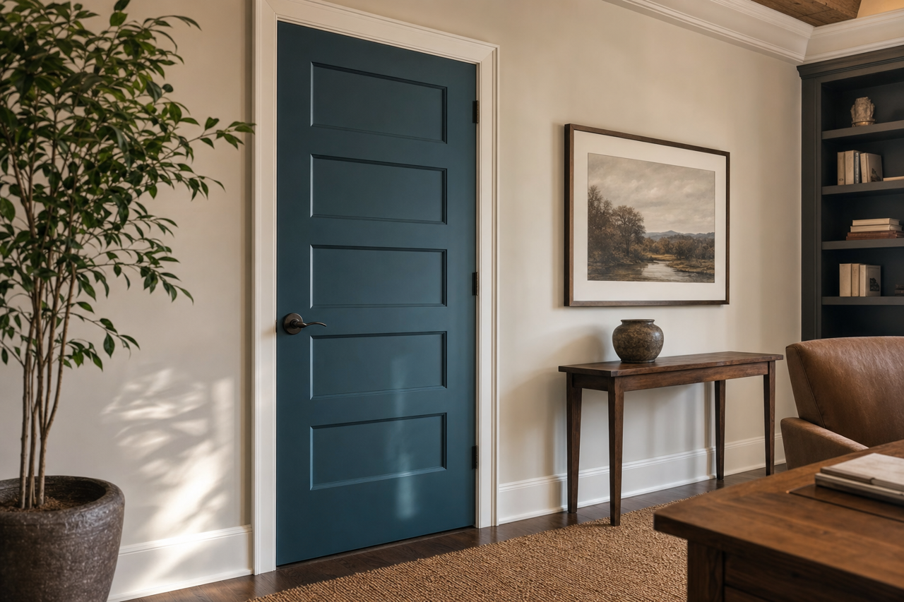 Marea Baja by Sherwin-Williams on interior-doors