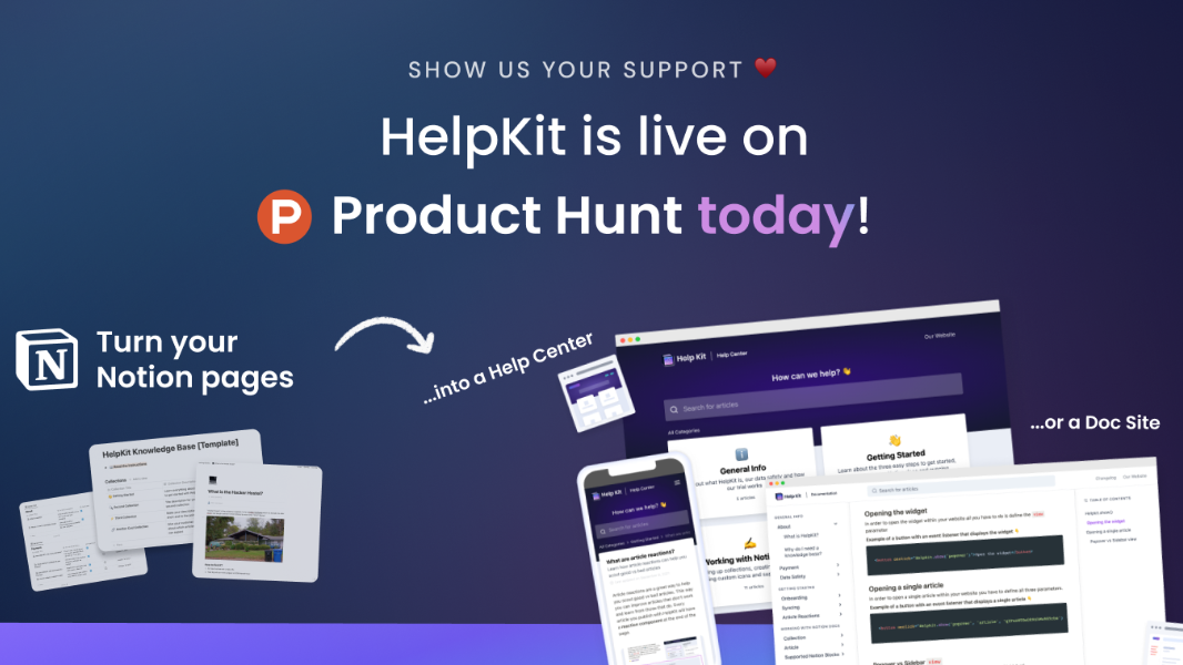 HelpKit is turning year old and is live on Product Hunt 🚀 : HelpKit : sobedominik