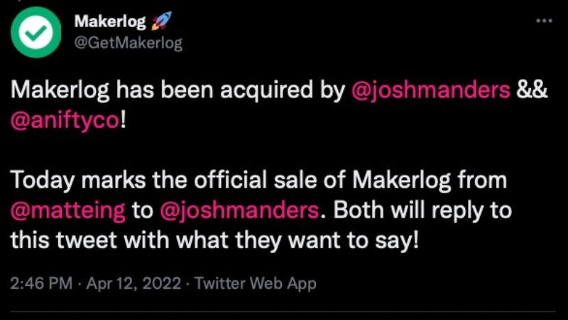 Acquired Makerlog : Makerlog : joshmanders