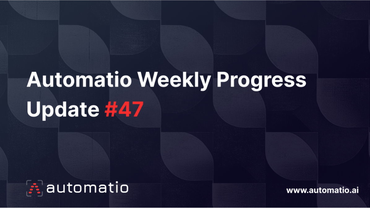 Weekly Progress Report: Enhanced Features, Improved Usability, and New Discounts #47 : Automatio : shtefcs