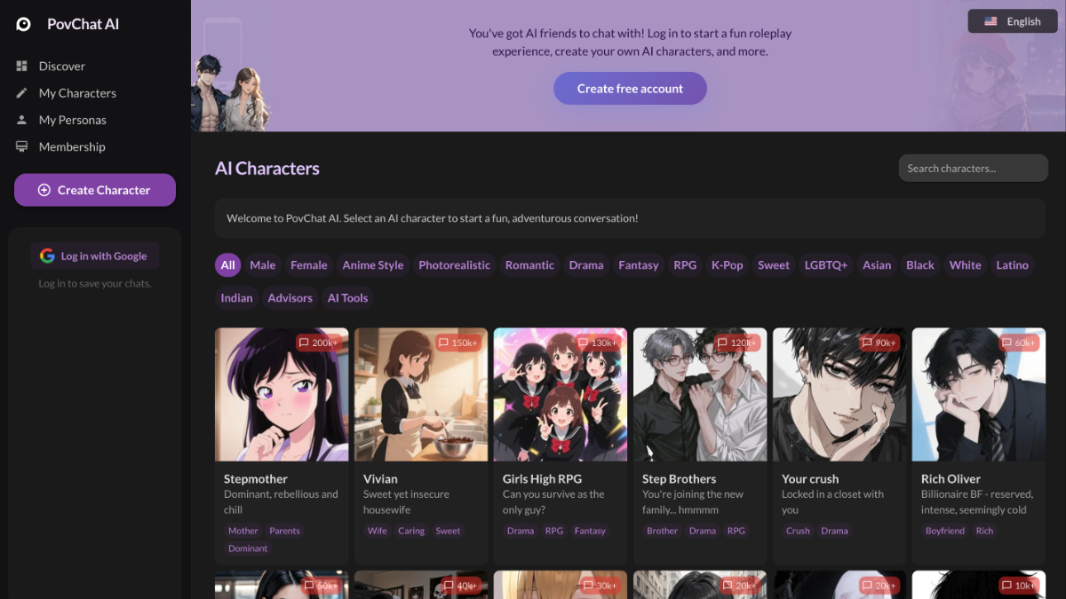 🎨 Free AI Image Generator for OCs & Stories : PovChat AI : PovChatAI