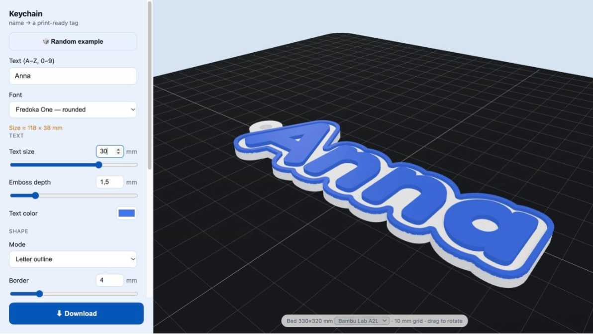 Name keychains — plate or letter outline : 3DGEN : 3DGEN