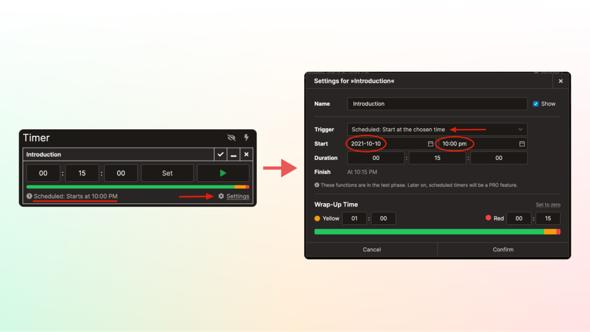 Product Update: Schedule timers, Event rundown and 12h format 📅 : stagetimer.io : _lhermann