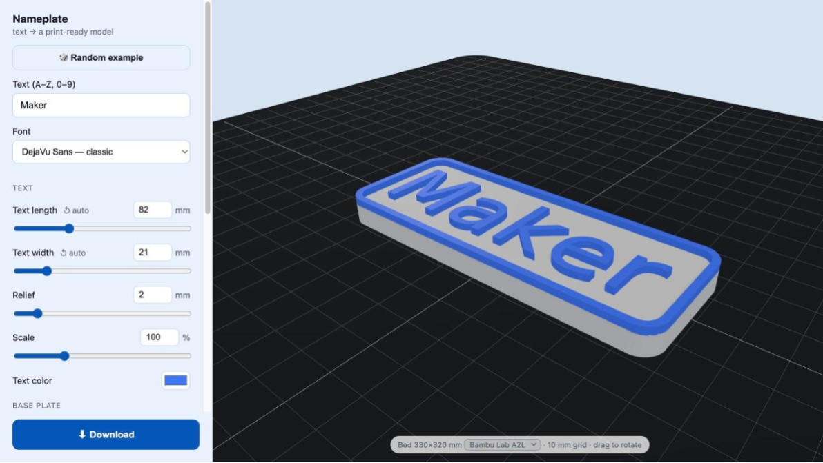Name plates & door signs from text : 3DGEN : 3DGEN