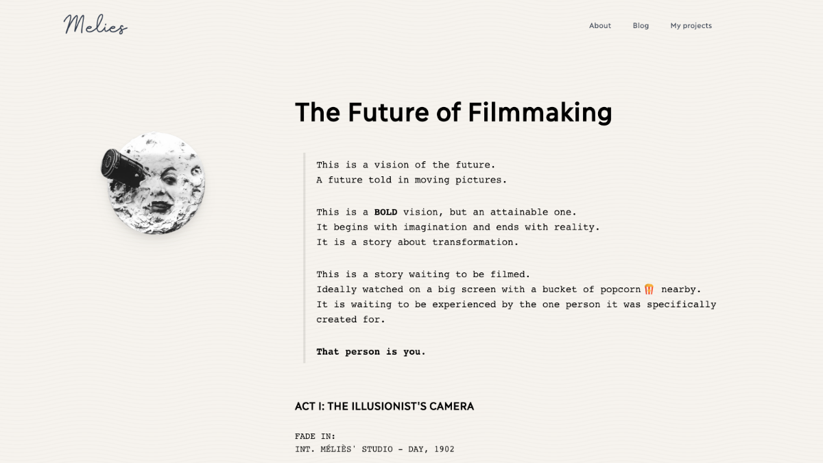 Future of filmmaking : Melies : romainsimon
