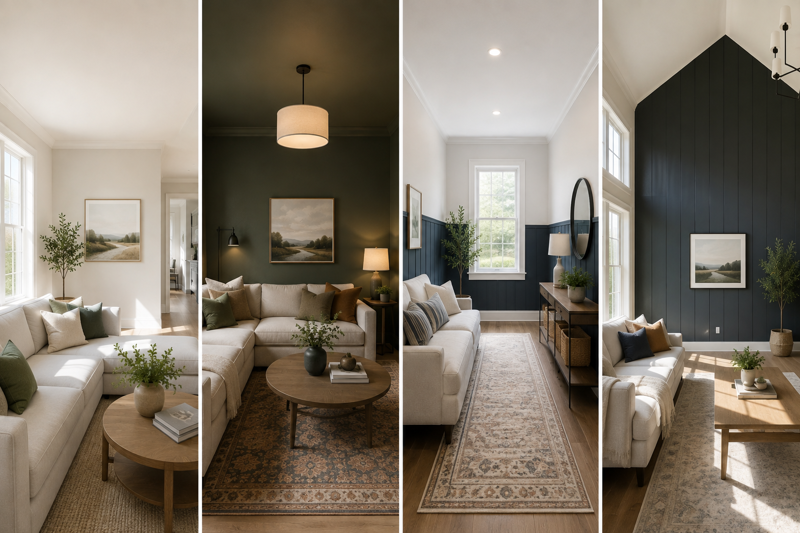 How paint placement and color choice can affect how large, small, wide, or tall a room feels.