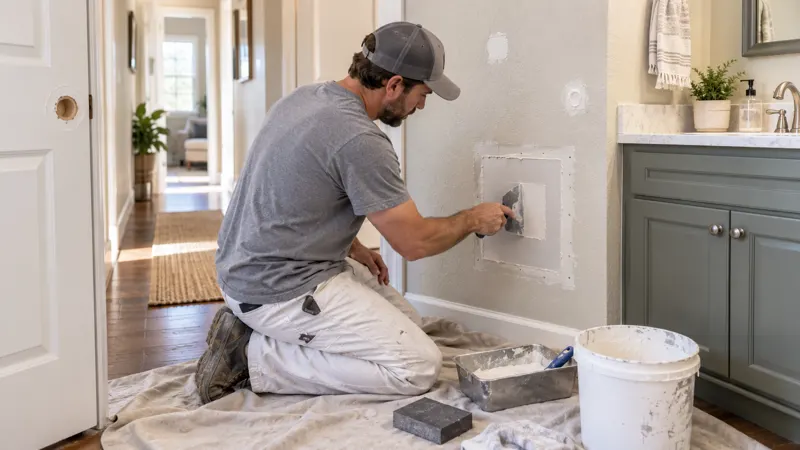 The Hole the Plumber Left: How Small Drywall Repairs Get Done (and Why We Take Them)