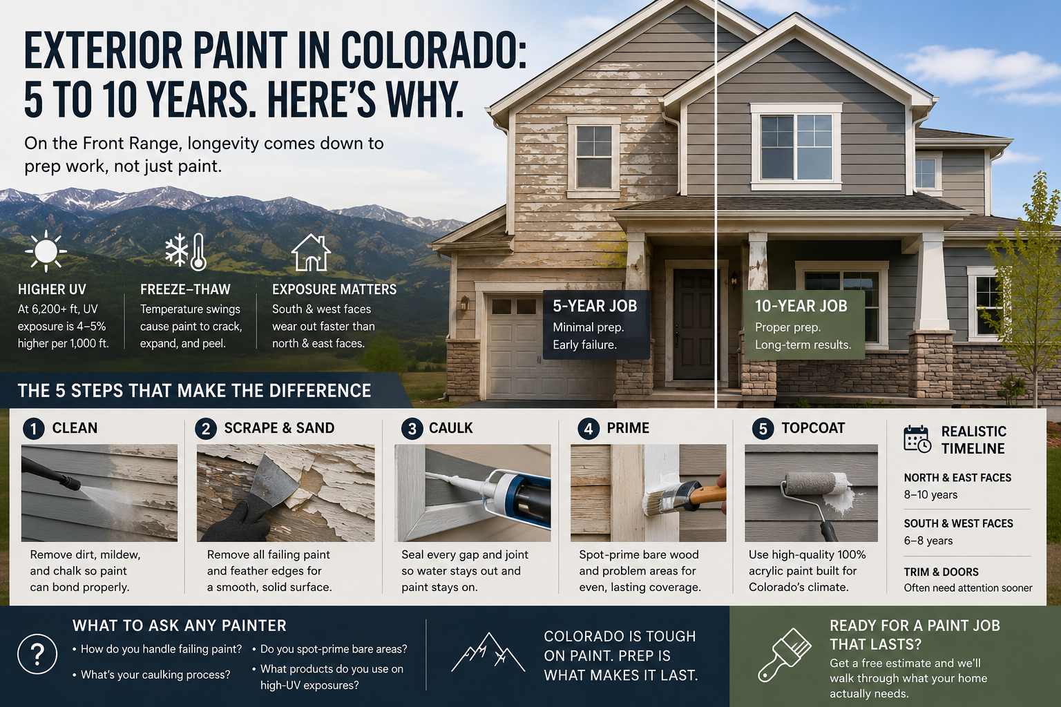 How Long Exterior Paint Actually Lasts on the Front Range — and How to Get 10+ Years